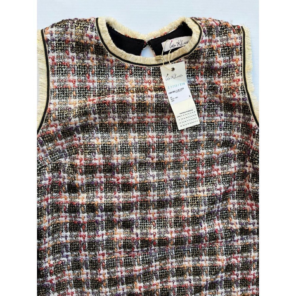 Iren Klairie Womens Metallic Multi color Sleeveless Tweed Shift Dress Size 40
